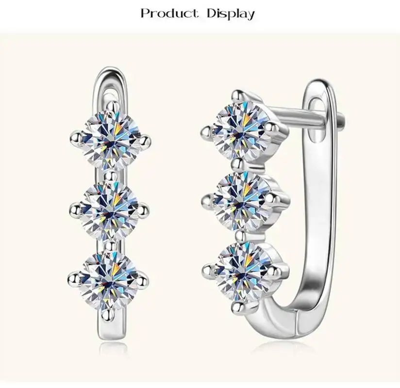 925 Sterling Silver Moissanite Hoop Earrings.1ct 6D For Women Valentine Gift BandsCo Straps