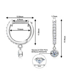 925 Sterling Silver Moissanite Huggie Hoop Earrings 3mm Bezel Set BandsCo Straps