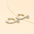 925 Sterling Silver Moissanite Huggie Hoop Earrings 3mm Bezel Set BandsCo Straps