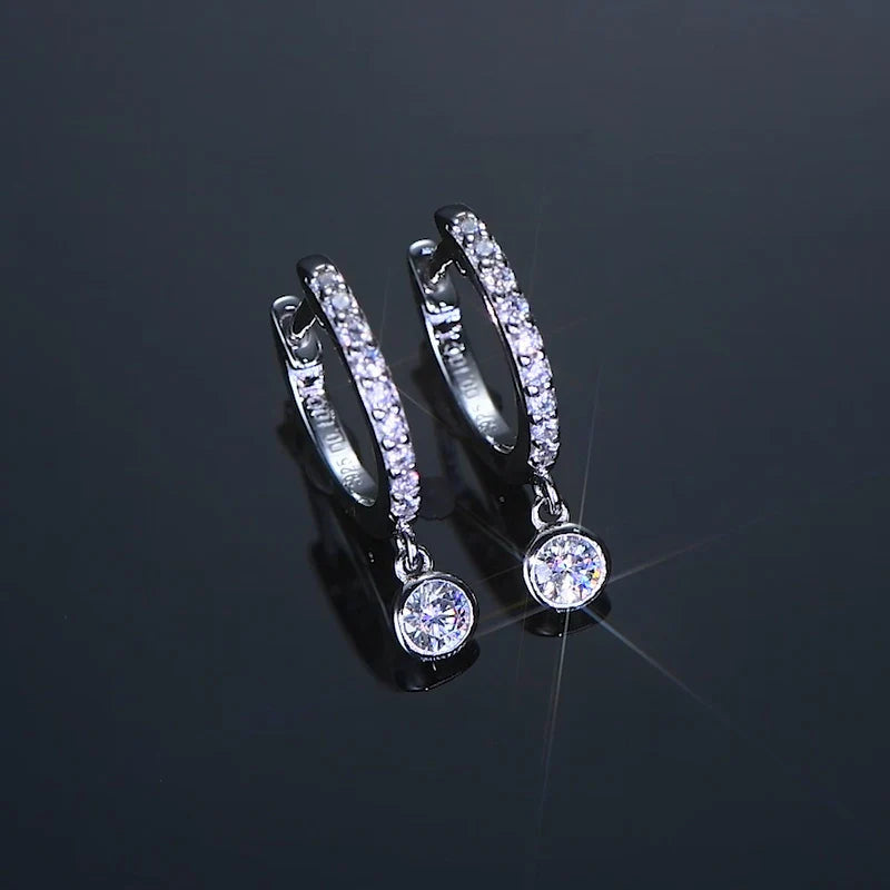 925 Sterling Silver Moissanite Huggie Hoop Earrings 3mm Bezel Set BandsCo Straps
