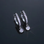 925 Sterling Silver Moissanite Huggie Hoop Earrings 3mm Bezel Set BandsCo Straps