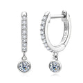 925 Sterling Silver Moissanite Huggie Hoop Earrings 3mm Bezel Set BandsCo Straps