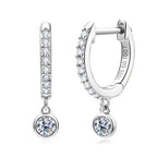 925 Sterling Silver Moissanite Huggie Hoop Earrings 3mm Bezel Set BandsCo Straps