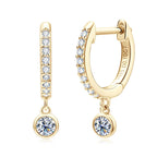 925 Sterling Silver Moissanite Huggie Hoop Earrings 3mm Bezel Set BandsCo Straps