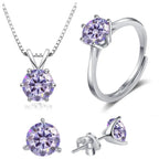 925 Sterling Silver 1ctx4 D Moissanite Necklace Earrings Set Bridal Jewelry BandsCo Straps