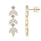 925 Sterling Silver Moissanite Leaf Drop Earrings For Women Anti-Allergy Gift BandsCo Straps