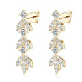 925 Sterling Silver Moissanite Leaf Drop Earrings For Women Anti-Allergy Gift BandsCo Straps