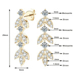925 Sterling Silver Moissanite Leaf Drop Earrings For Women Anti-Allergy Gift BandsCo Straps