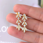 925 Sterling Silver Moissanite Leaf Drop Earrings For Women Anti-Allergy Gift BandsCo Straps