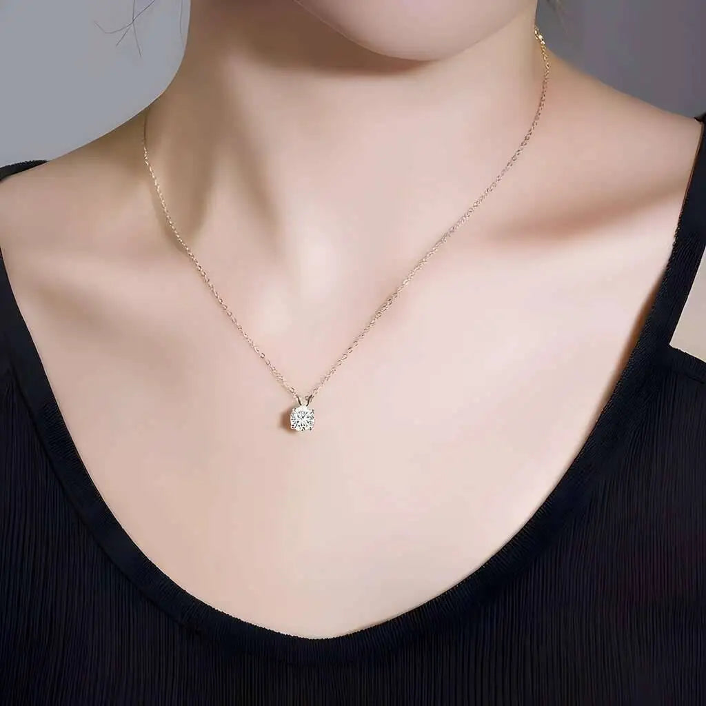 925 Sterling Silver 1ctx4 D Moissanite Necklace Earrings Set Bridal Jewelry BandsCo Straps