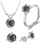 925 Sterling Silver 1ctx4 D Moissanite Necklace Earrings Set Bridal Jewelry BandsCo Straps