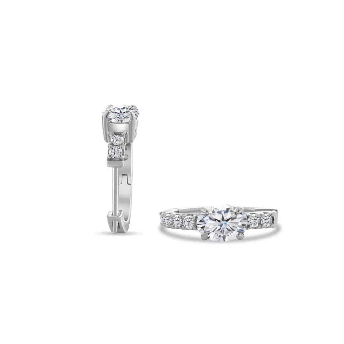925 Sterling Silver Moissanite 1 Ct Oval Stud Earrings For Women GIA BandsCo Straps