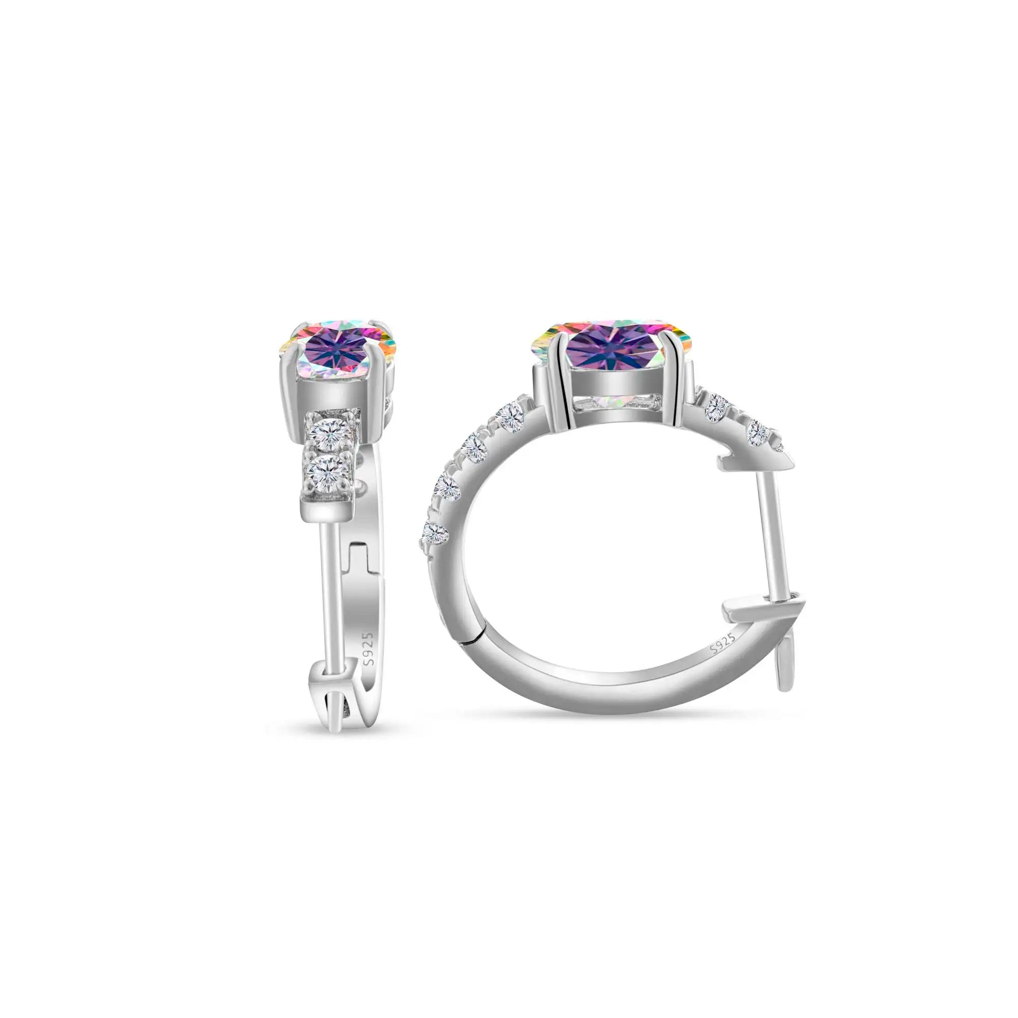 925 Sterling Silver Moissanite 1 Ct Oval Stud Earrings For Women GIA BandsCo Straps