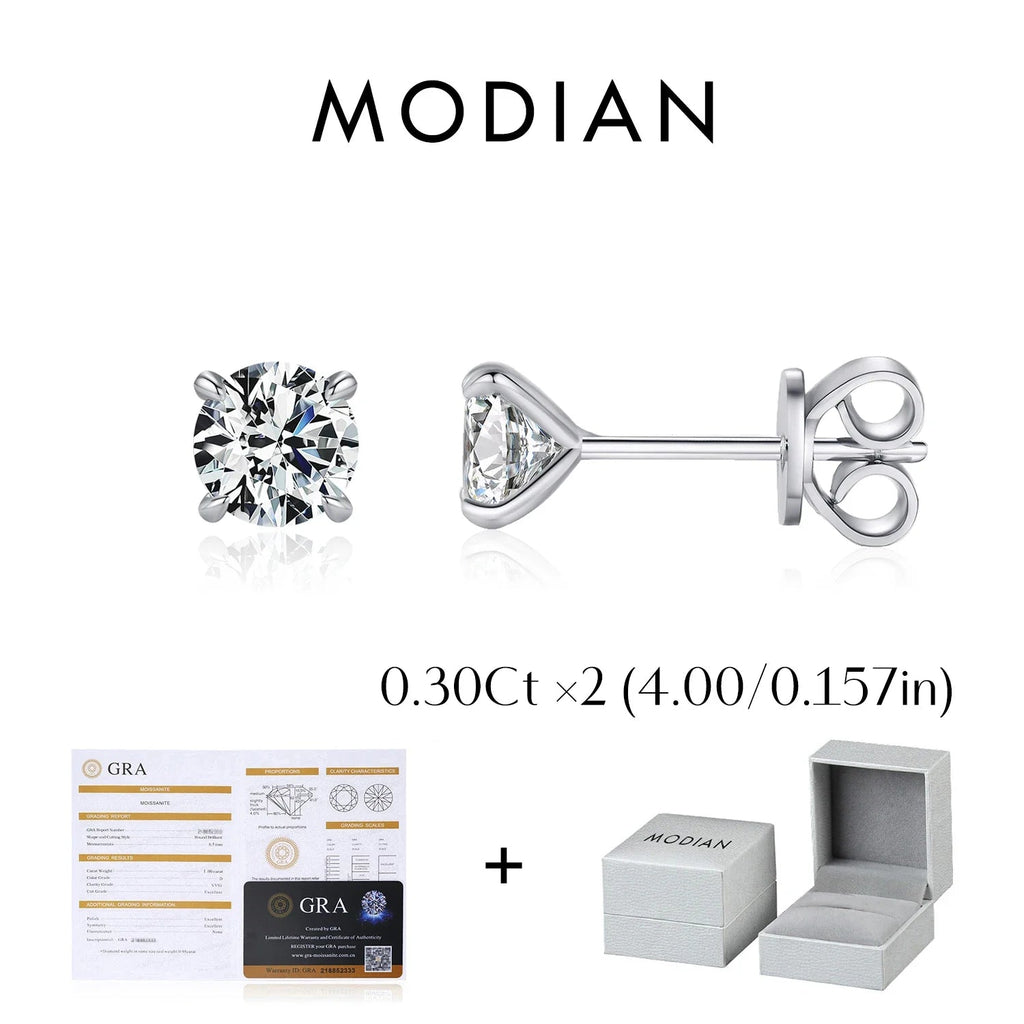 925 Sterling Silver Moissanite Round Stud Earrings D Color Sparkling BandsCo Straps