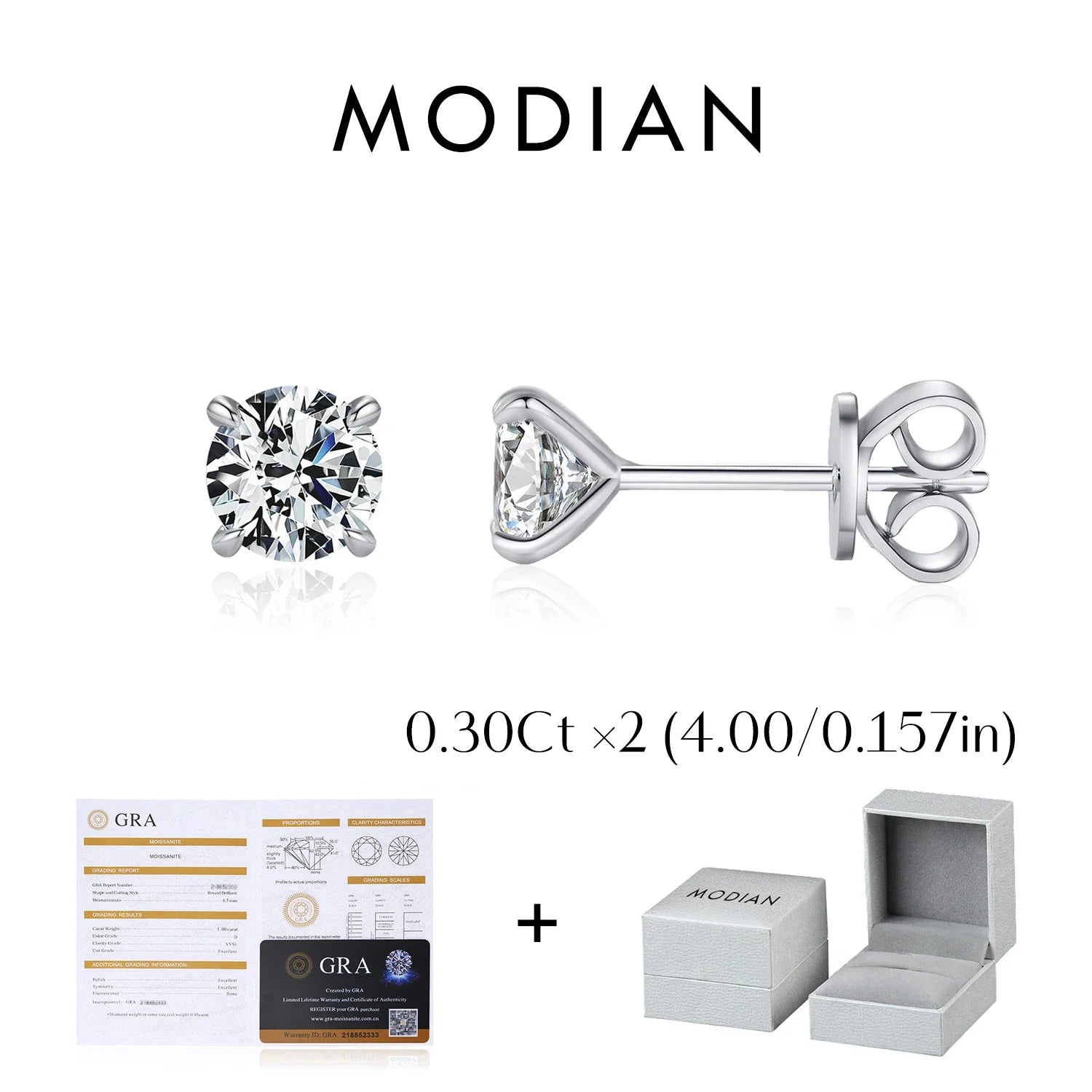 925 Sterling Silver Moissanite Round Stud Earrings D Color Sparkling BandsCo Straps