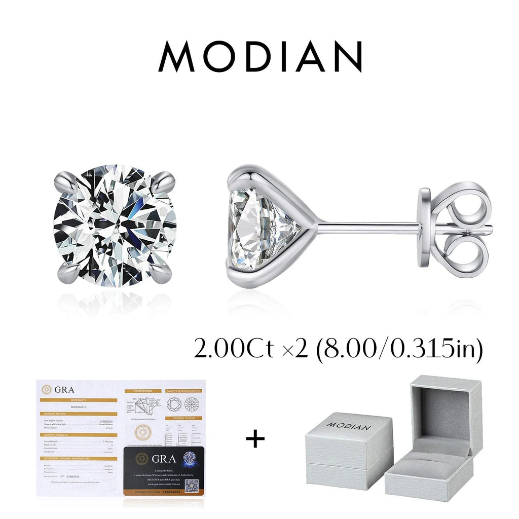 925 Sterling Silver Moissanite Round Stud Earrings D Color Sparkling BandsCo Straps
