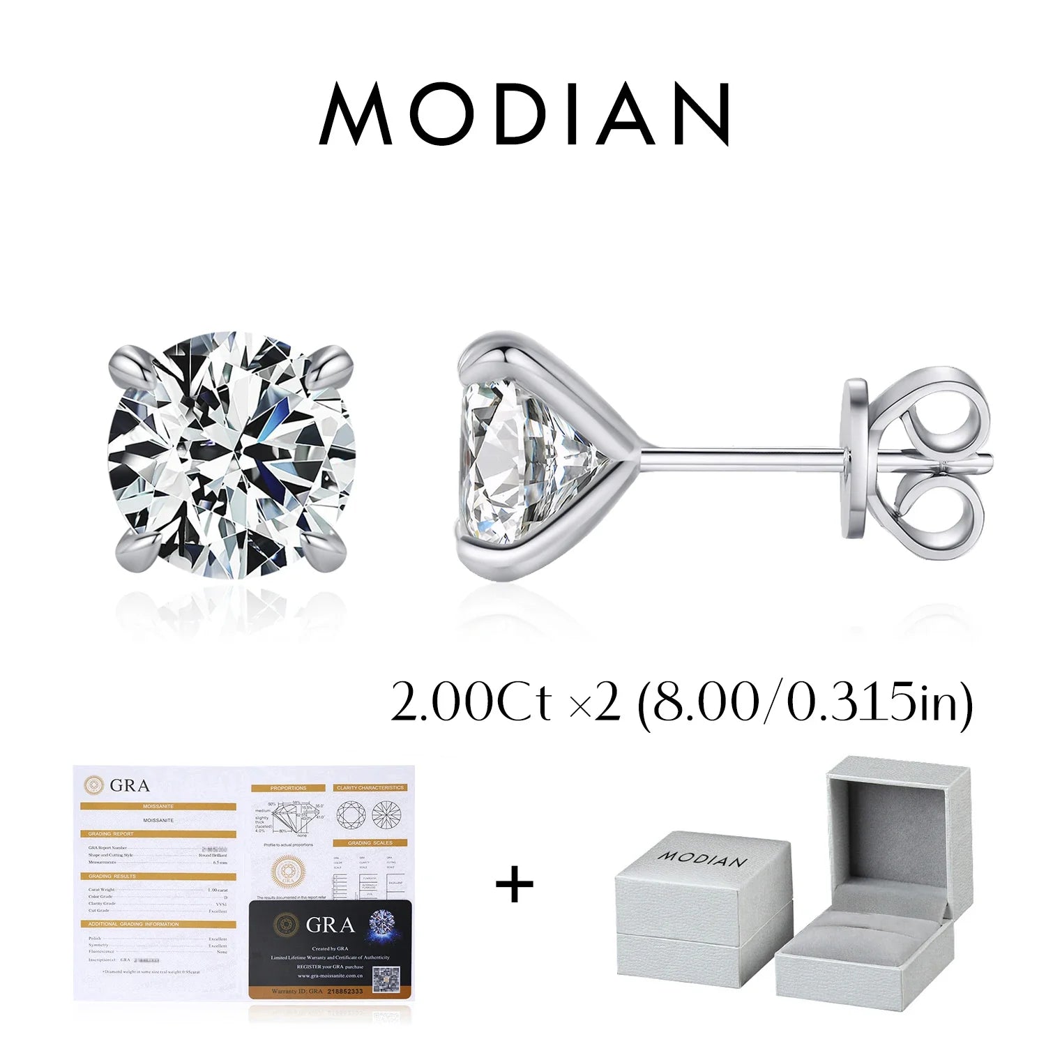 925 Sterling Silver Moissanite Round Stud Earrings D Color Sparkling BandsCo Straps
