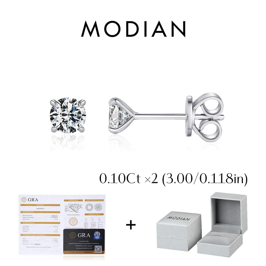 925 Sterling Silver Moissanite Round Stud Earrings D Color Sparkling BandsCo Straps