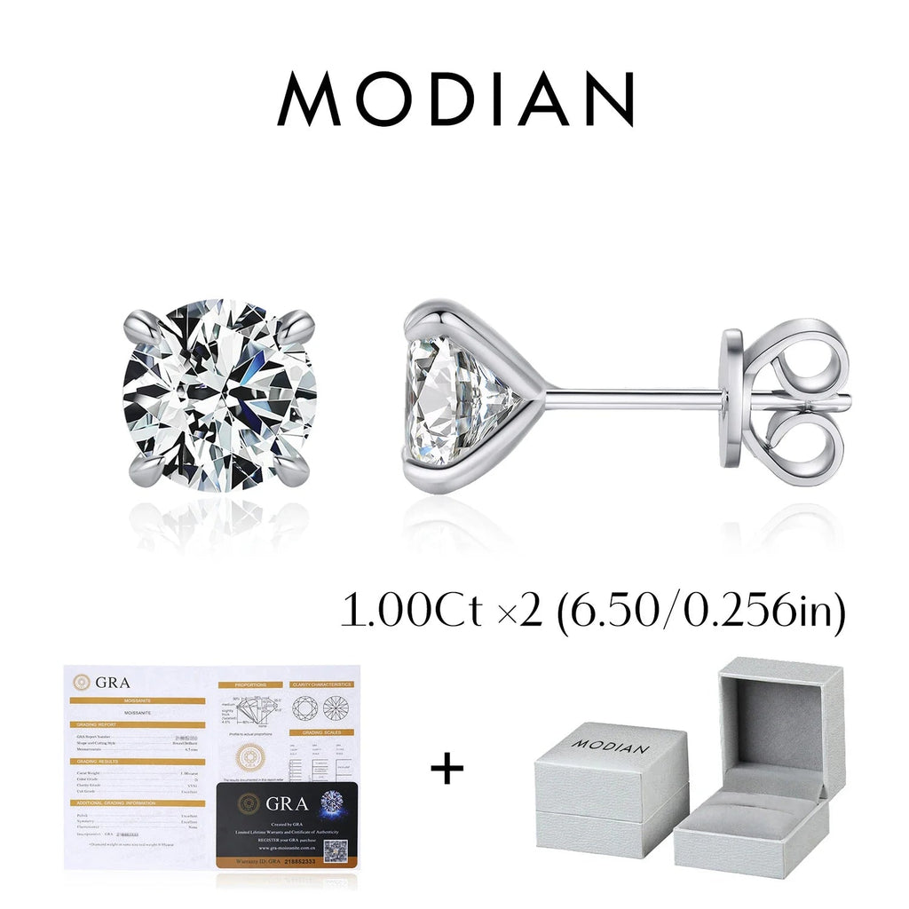 925 Sterling Silver Moissanite Round Stud Earrings D Color Sparkling BandsCo Straps