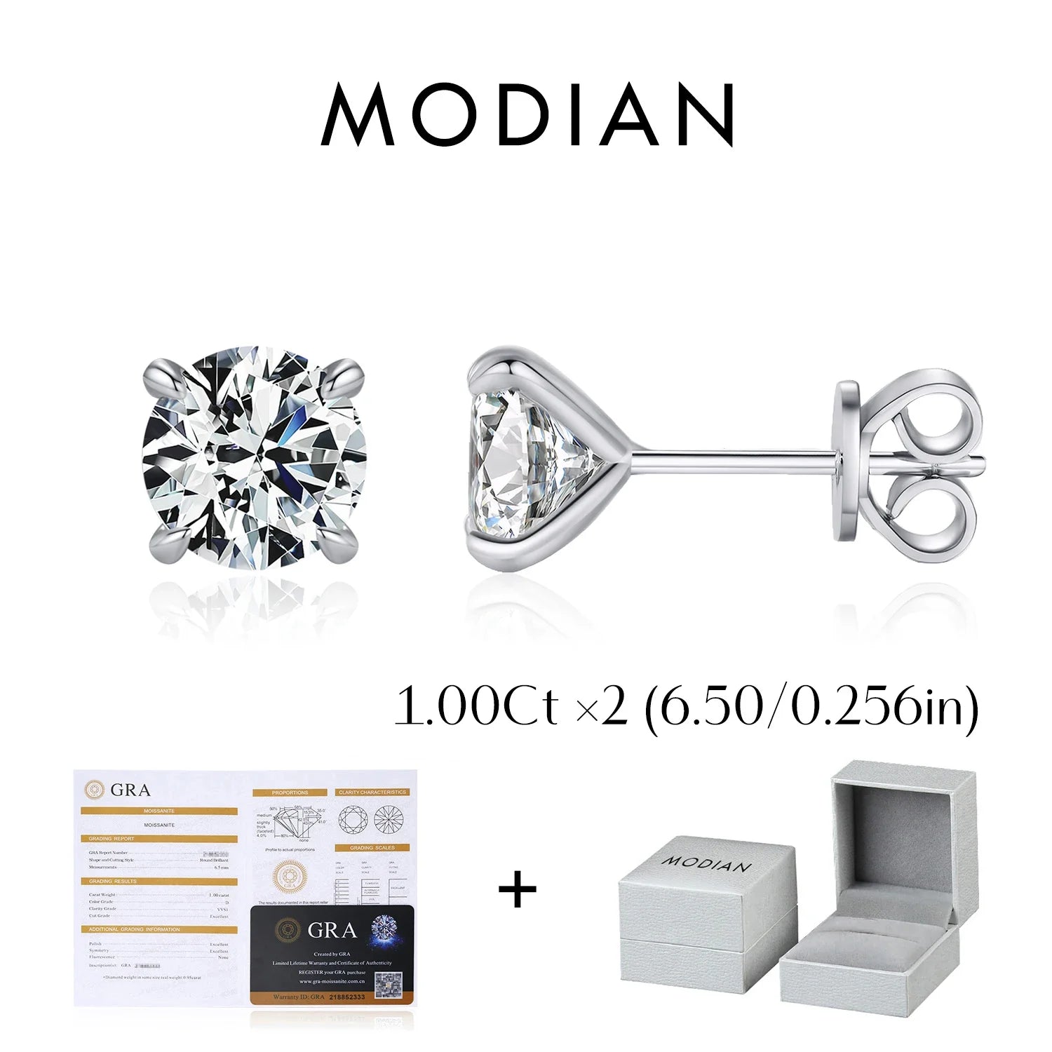 925 Sterling Silver Moissanite Round Stud Earrings D Color Sparkling BandsCo Straps