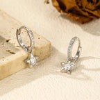 925 Sterling Silver Moissanite Star Hoop Earrings D Color Shiny For Women BandsCo Straps