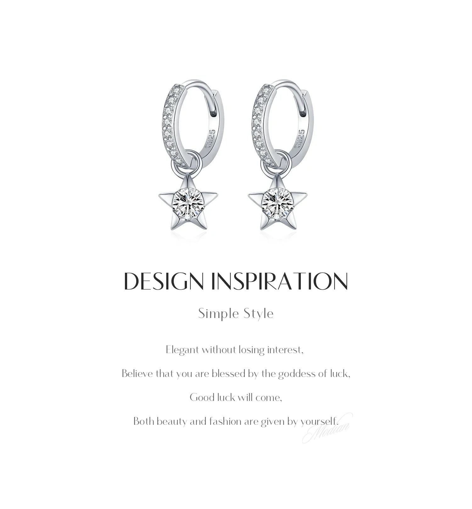 925 Sterling Silver Moissanite Star Hoop Earrings D Color Shiny For Women BandsCo Straps