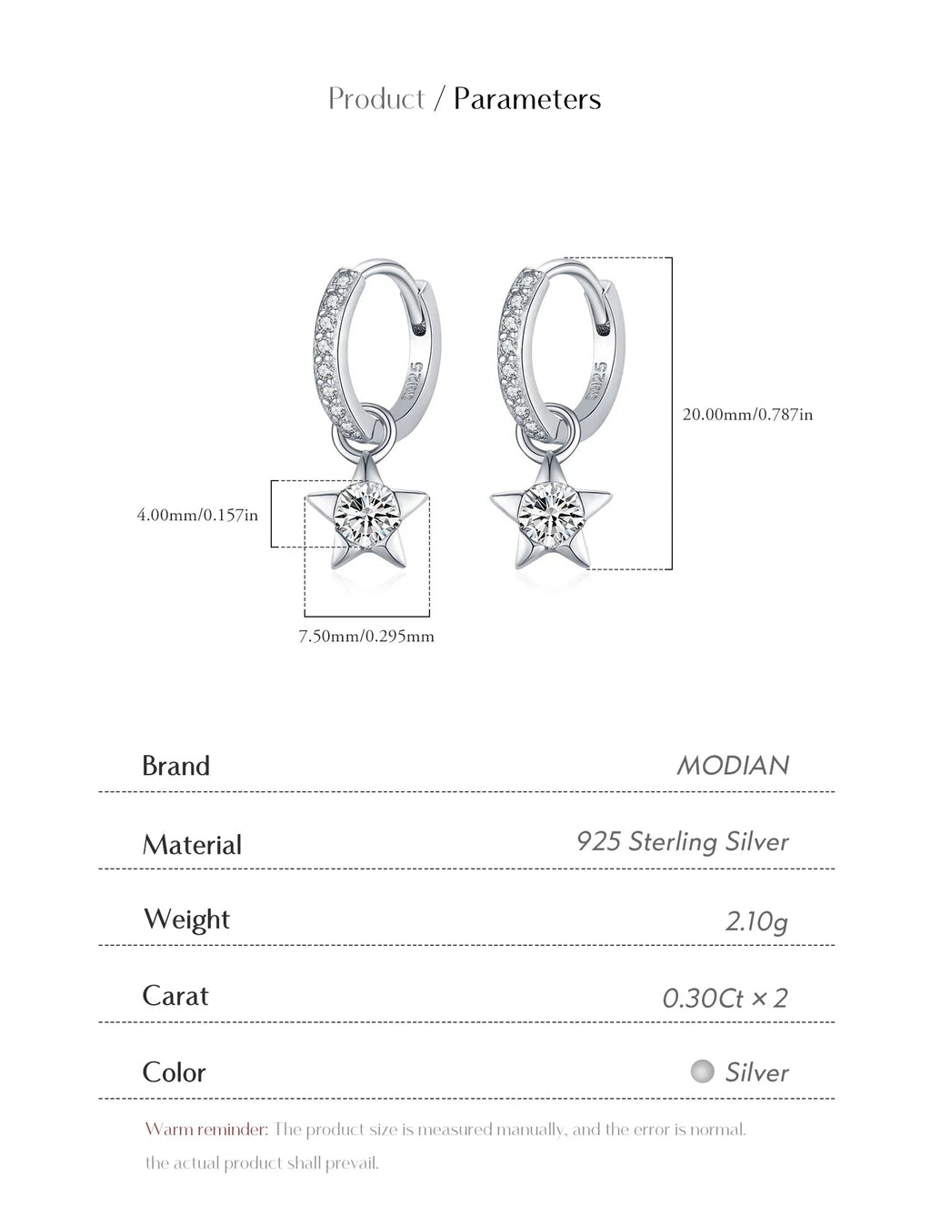 925 Sterling Silver Moissanite Star Hoop Earrings D Color Shiny For Women BandsCo Straps
