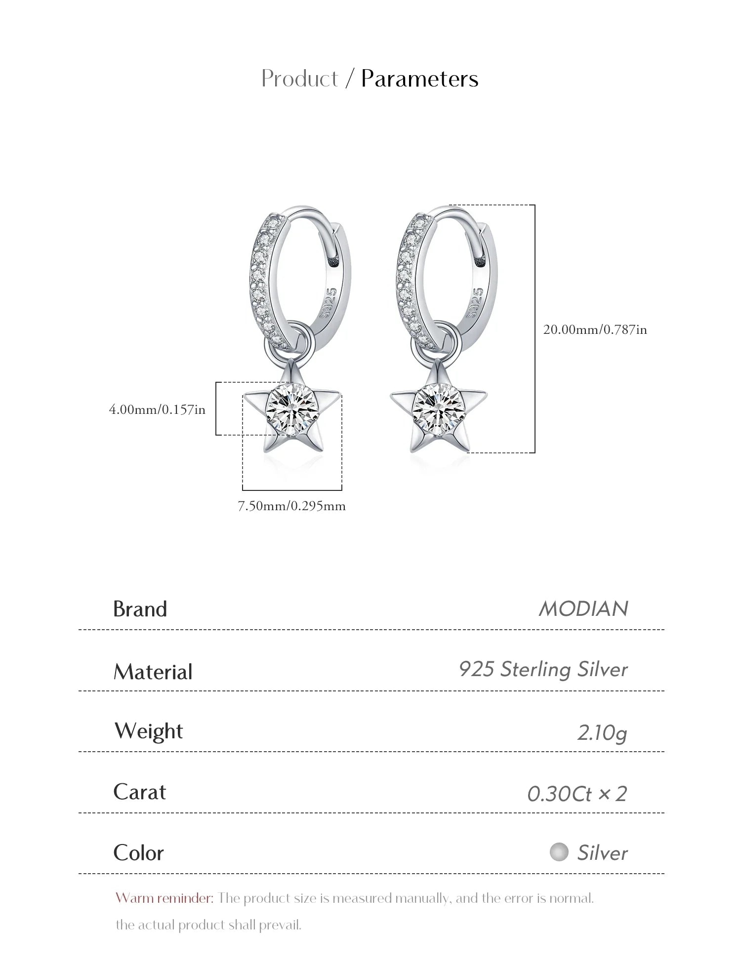 925 Sterling Silver Moissanite Star Hoop Earrings D Color Shiny For Women BandsCo Straps
