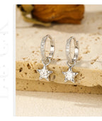 925 Sterling Silver Moissanite Star Hoop Earrings D Color Shiny For Women BandsCo Straps