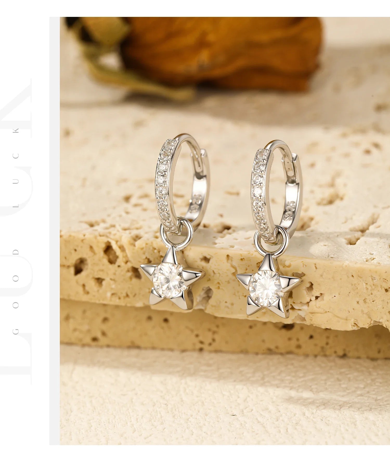 925 Sterling Silver Moissanite Star Hoop Earrings D Color Shiny For Women BandsCo Straps