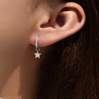 925 Sterling Silver Moissanite Star Hoop Earrings D Color Shiny For Women BandsCo Straps