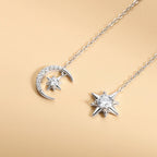 925 Sterling Silver Moissanite Star Moon Threader Earrings Asymmetric Drop BandsCo Straps