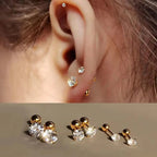 925 Sterling Silver Moissanite Stud Earrings 0.3-1ct Four-Claw Screw Back BandsCo Straps
