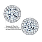 925 Sterling Silver Moissanite Stud Earrings 0.5/1 Ct Round Screw Unisex BandsCo Straps