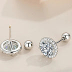 925 Sterling Silver Moissanite Stud Earrings 0.5/1 Ct Round Screw Unisex BandsCo Straps