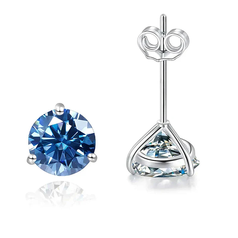 925 Sterling Silver Moissanite Stud Earrings 0.5CT 1CT Women Classic BandsCo Straps