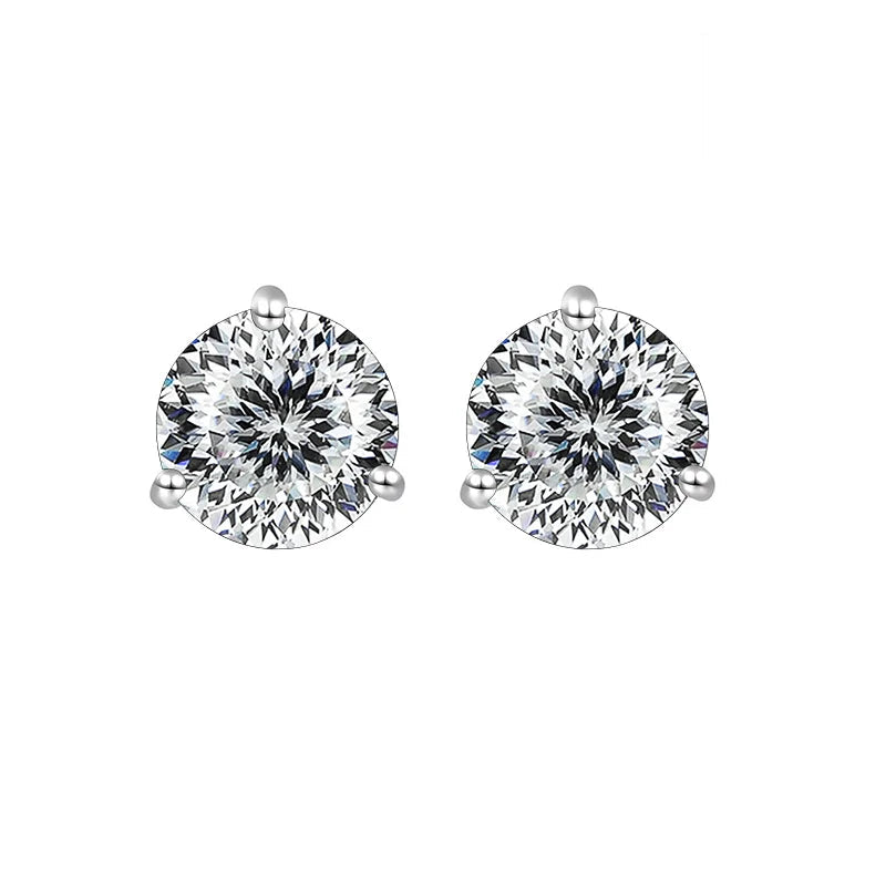 925 Sterling Silver Moissanite Stud Earrings 0.5CT 1CT Women Classic BandsCo Straps