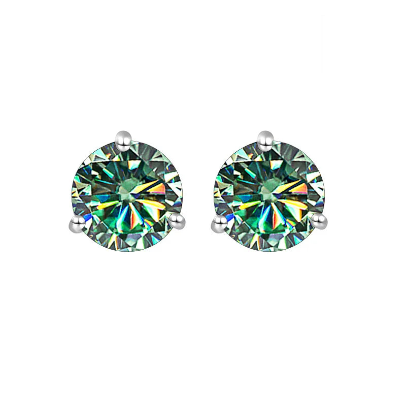 925 Sterling Silver Moissanite Stud Earrings 0.5CT 1CT Women Classic BandsCo Straps