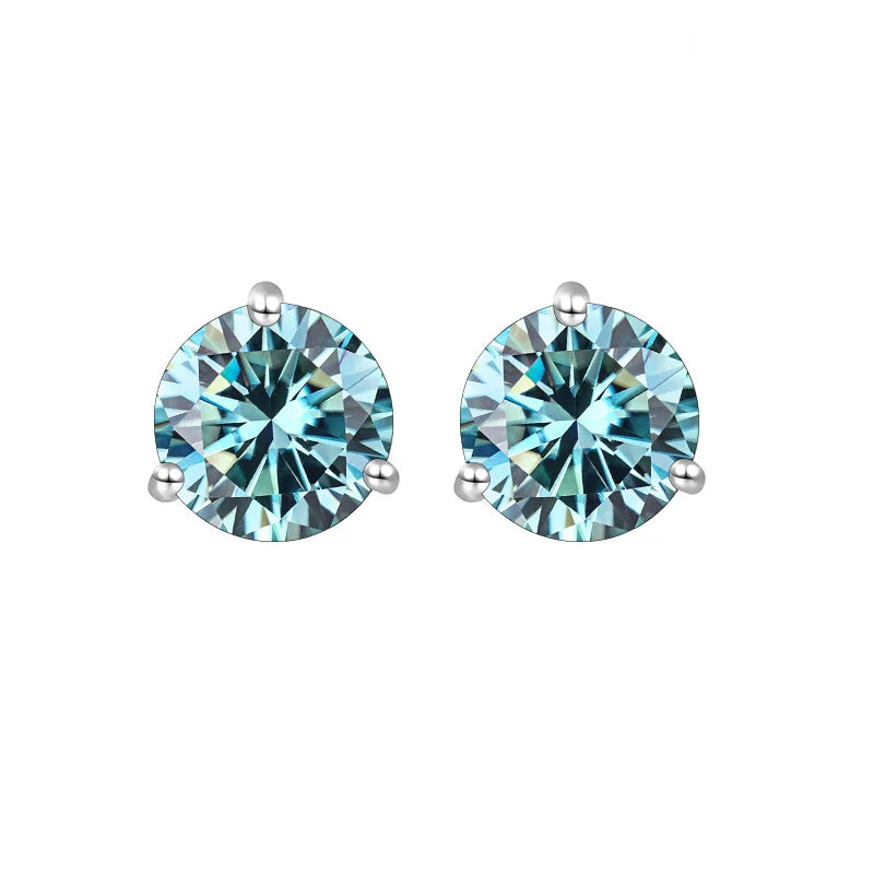 925 Sterling Silver Moissanite Stud Earrings 0.5CT 1CT Women Classic BandsCo Straps