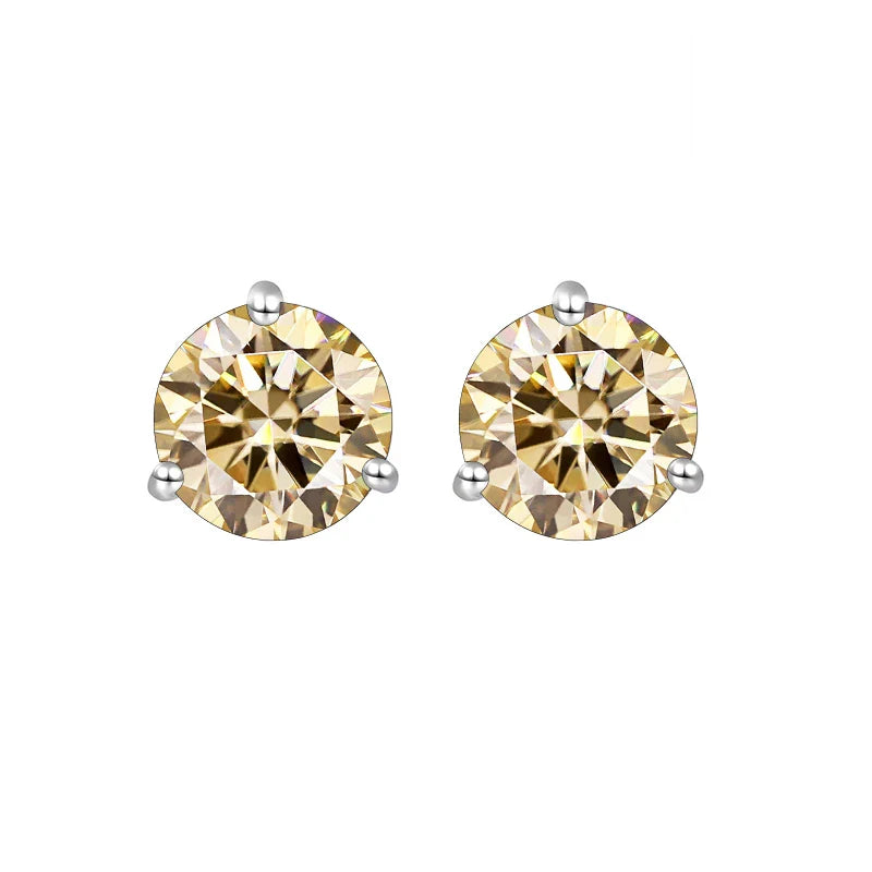 925 Sterling Silver Moissanite Stud Earrings 0.5CT 1CT Women Classic BandsCo Straps