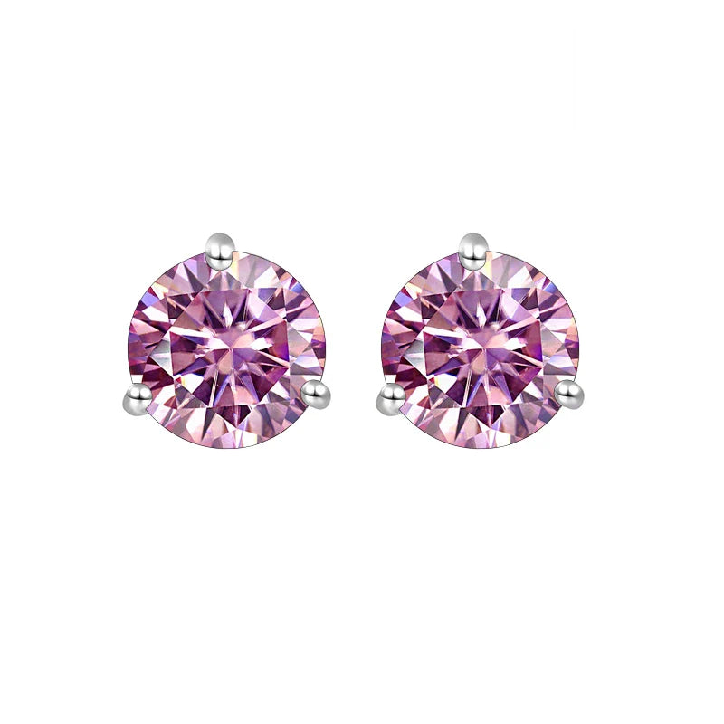 925 Sterling Silver Moissanite Stud Earrings 0.5CT 1CT Women Classic BandsCo Straps