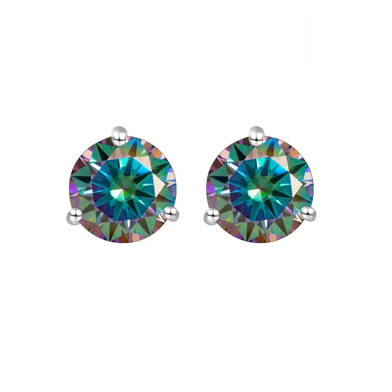 925 Sterling Silver Moissanite Stud Earrings 0.5CT 1CT Women Classic BandsCo Straps