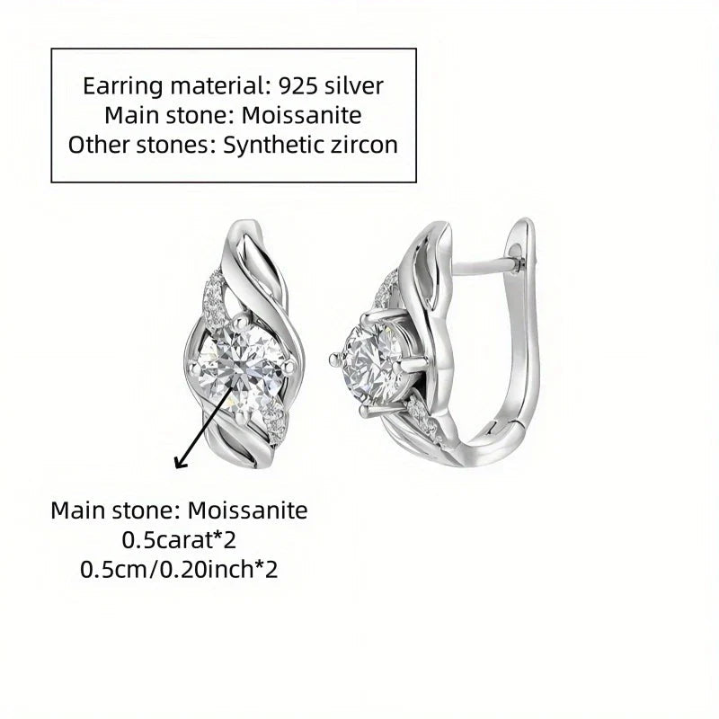 925 Sterling Silver 0.5ct Moissanite Stud Earrings For Couples Women Men BandsCo Straps