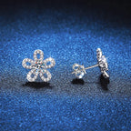 925 Sterling Silver Moissanite Stud Earrings 0.5ct x2 Five-Leaf Flower BandsCo Straps
