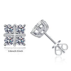 925 Sterling Silver 0.8Ct x2 Moissanite Stud Earrings 1.6Ct Total Classic Luxury BandsCo Straps