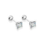 925 Sterling Silver Moissanite Stud Earrings 0.3-1ct Four-Claw Screw Back BandsCo Straps