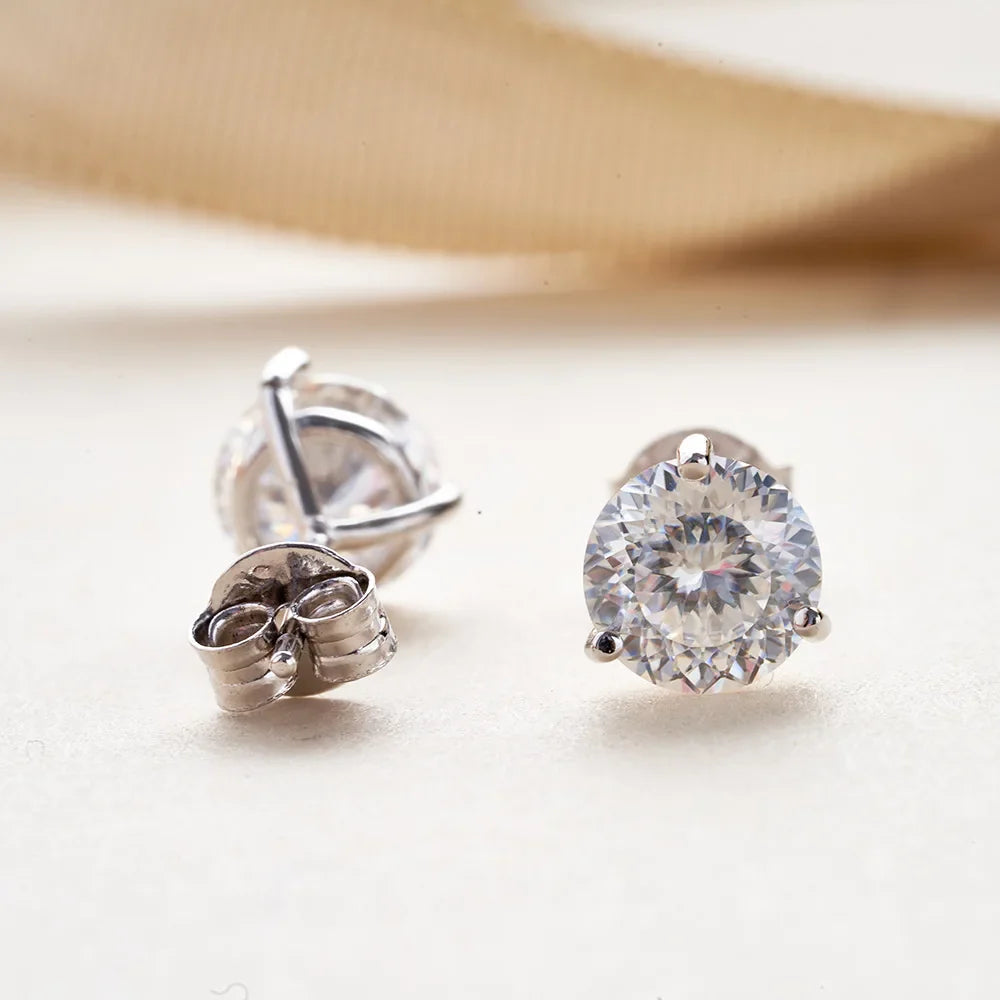 925 Sterling Silver Moissanite Stud Earrings 0.5CT 1CT Women Classic BandsCo Straps