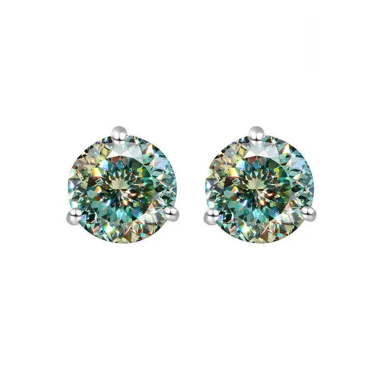 925 Sterling Silver Moissanite Stud Earrings 0.5CT 1CT Women Classic BandsCo Straps