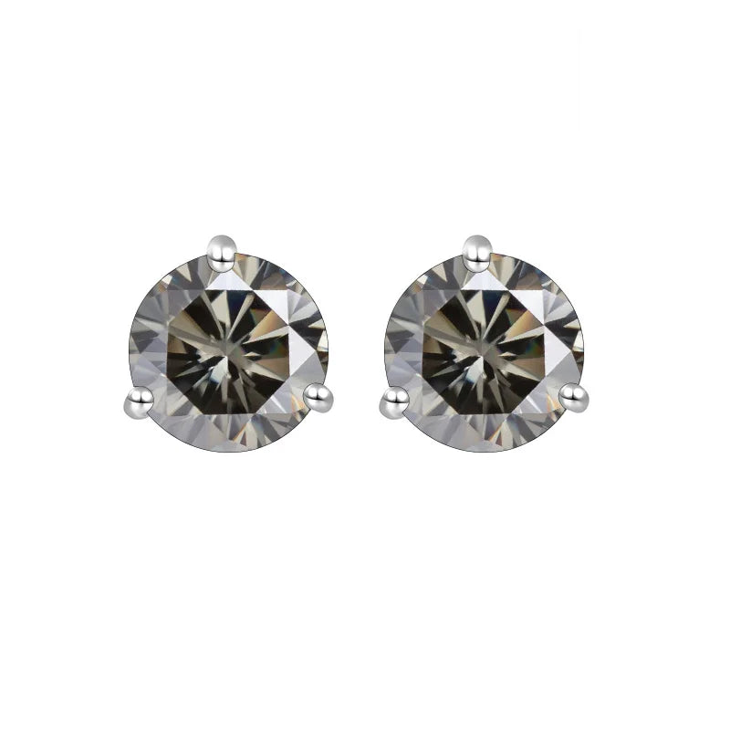 925 Sterling Silver Moissanite Stud Earrings 0.5CT 1CT Women Classic BandsCo Straps
