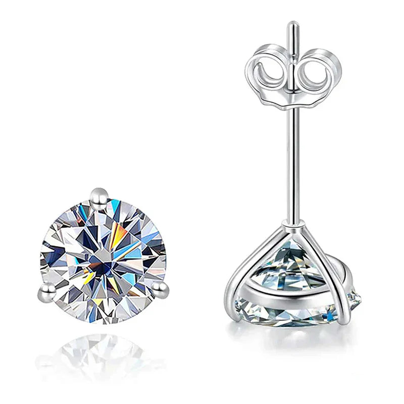 925 Sterling Silver Moissanite Stud Earrings 0.5CT 1CT Women Classic BandsCo Straps
